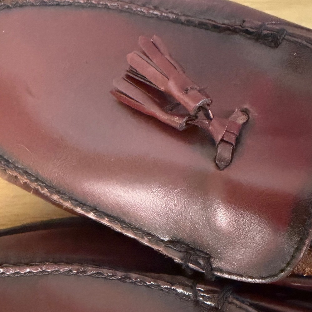 Hitchcock Wide Shoes Mens 11 6E Brown/Burgundy Leather Tassel Loafers Oxblood - Picture 4 of 7